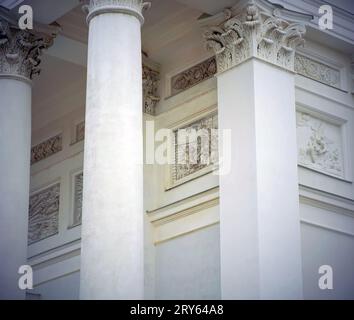 Helsinki, Finnland - 11.03.2019: Kathedrale von Helsinki, die finnische lutherische Kirche im Zentrum von Helsinki am Senatsplatz. Spalten. Berühmte historische Geschichte Stockfoto