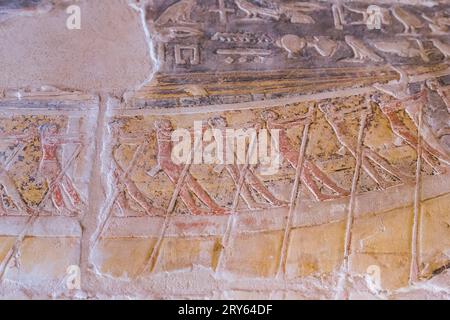 Ägypten, Sakkara, Grab von Mehu, Ruderer. Stockfoto