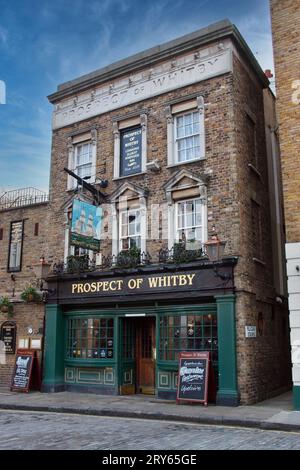 The Prospect of Whitby Pub in Wapping. Londons ältestem Pub am Fluss. Stockfoto