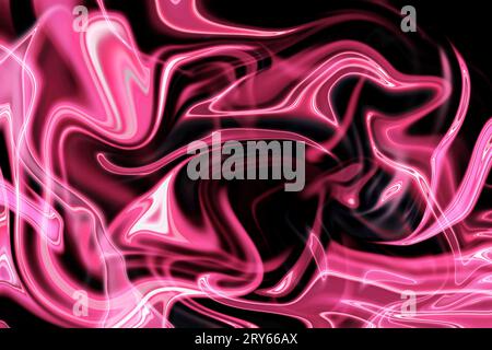 Künstlerische Auseinandersetzung mit flüssigen abstrakten Mustern, lebendigen Pink- und Schwarzgrafiken, Farbkunstformen und digitalen Hintergründen mit flüssigem Fluss Stockfoto