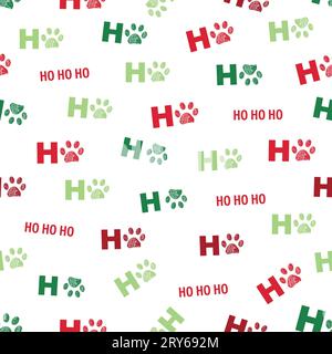 HO HO Text mit Doodle Paw Prints Stock Vektor