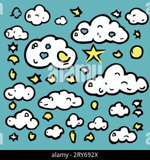 Set von Cloud Icons im trendigen flachen Stil, isoliert im Hintergrund. Cloud-Symbol für Websitedesign, Logo, App, UI. Vektordarstellung, EPS10. Stock Vektor