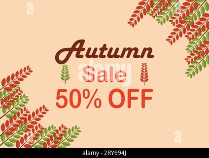 Herbstverkaufskonzept mit Blattdesign. Zum Einkaufen oder Werbeplakat. Vorlage für Vektorillustration. Stock Vektor