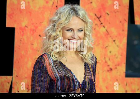 Malin Akerman nimmt an der europäischen Premiere von „Rampage“ am Cineworld Leicester Square in London Teil. Stockfoto