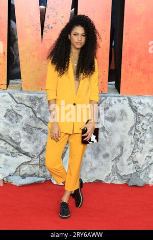 Vick Hope nimmt an der europäischen Premiere von „Rampage“ am Cineworld Leicester Square in London Teil. Stockfoto