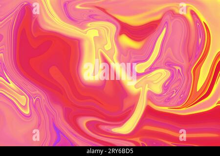 Eine eindringliche Reise durch die Leinwand digitaler Schönheit und Kreativität, die Grenzen überschreitet und künstlerischen Ausdruck in orange-rosa-violetter Psyche verleiht Stockfoto