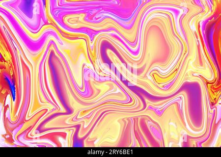 Eine eindringliche Reise durch die Leinwand digitaler Schönheit und Kreativität Orange rosa lila psychedelische Wirbel Trippy Artwork abstrakten Acryl Backgrou Stockfoto