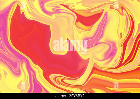 Fesselnde Formen und die Verschmelzung von Kunst und Technologie jenseits von Grenzen mit künstlerischem Ausdruck in orange-rosa-violetten psychedelischen Swirl-Trippy Stockfoto