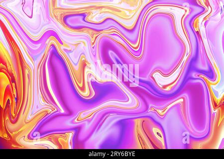 Fesselnde Formen und die Fusion von Kunst und Technologie Orange rosa lila psychedelische Wirbel trippy Artwork abstrakten Acrylhintergrund Stockfoto