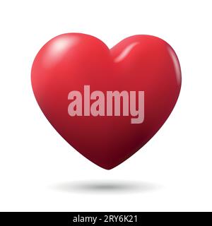 Realistisches 3D-Design mit rotem Herzen, Liebessymbol. Vektorillustration Stock Vektor
