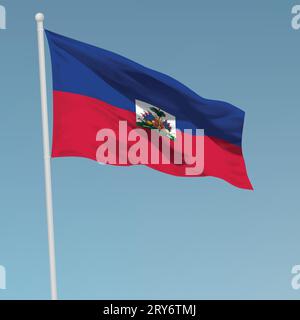 Wehende Flagge Haiti Fahnenmast. Für Independence day Poster Design Template Stock Vektor