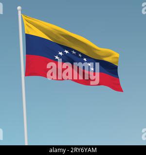 Wehende Flagge von Venezuela am Fahnenmast. Für Independence day Poster Design Template Stock Vektor