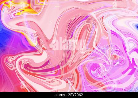 Wo Kreativität fließt handgemalter Hintergrund mit flüssigen lila und blauen Farben abstrakte flüssige Acrylmalerei marmoriert rosa und blau abstrakten liqui Stockfoto