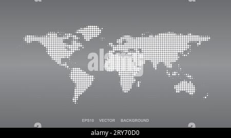 Gepunktetes Kartendesign - Halbton-Weltkarte Stock Vektor
