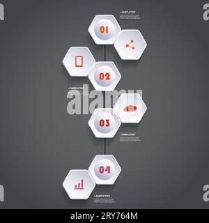 Infografik mit Sechsecken - Flussdiagramm-Design - Zeitleiste Stock Vektor