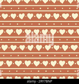 Nahtloses Vektormuster mit Streifen von handgezeichneten Herzen, ideal für Textilien, Sammelalbum, Verpackung. Vektorillustration Stock Vektor