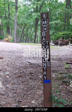 Foto zeigt Wanderwege im Kings Mountain National Military Park, South Carolina, USA. Stockfoto