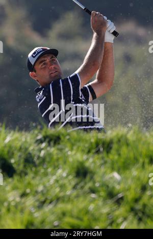 Guidonia Montecelio, Rom, Italien. September 2023 29. Sam Burns während der 44. Ryder Cup-Spiele, Europa gegen USA, Tag 1 im Marco Simone Golf Rom, Italien (Credit Image: © Ciro de Luca/ZUMA Press Wire) NUR REDAKTIONELLE VERWENDUNG! Nicht für kommerzielle ZWECKE! Stockfoto