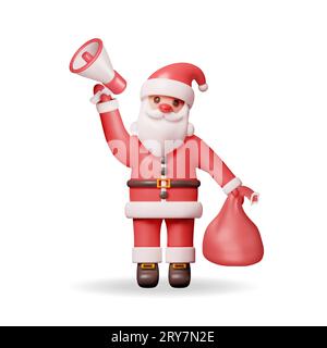 3D-Weihnachtsmann mit Megaphon Stock Vektor