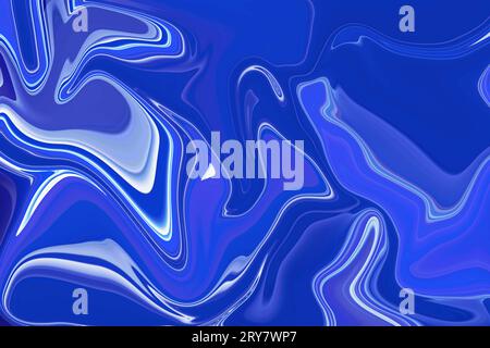 Fesselndes Design mit abstraktem Hintergrund mit blau-weißen Farbwirbeln Stockfoto
