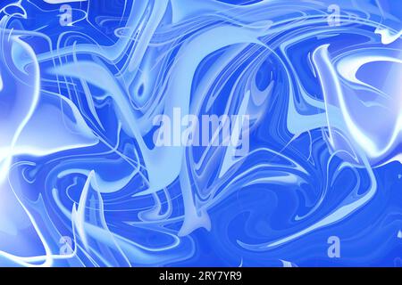 Handgemalter Hintergrund mit gemischten flüssigen blauen Farben abstrakte flüssige Acrylmalerei marmoriertes buntes abstraktes flüssiges Marmormuster Stockfoto
