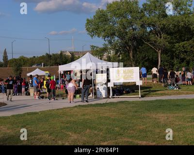 Lenexa, Kansas – 12. September 2023: Eröffnung des Rolling Magic Skatepark Grand im SAR Ko Par Park Stockfoto