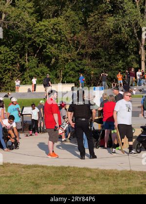 Lenexa, Kansas – 12. September 2023: Eröffnung des Rolling Magic Skatepark Grand im SAR Ko Par Park Stockfoto