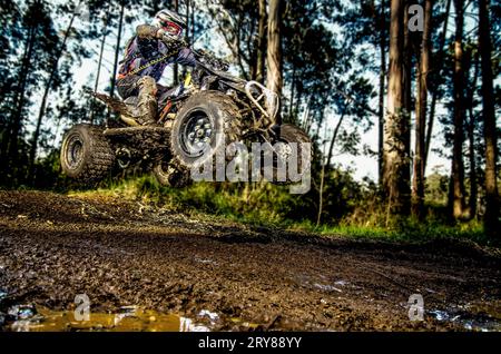 Quad-Fahrer-Springen Stockfoto