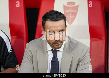 Monza, Italien. September 2023 28. Raffaele Palladino (Cheftrainer AC Monza) während des AC Monza gegen Bologna FC 1909, Serie A, im U-Power Stadium in Monza am 28. September 2023. (Foto: Alessio Morgese/NurPhoto) Credit: NurPhoto SRL/Alamy Live News Stockfoto