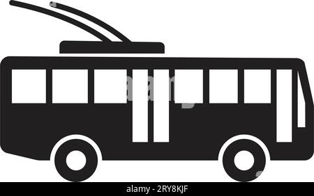 Einfache Trolley Bus Trolleybus Symbol Logo Seitenansicht Silhouette Vektor Illustration isoliert auf weißem Hintergrund Stock Vektor