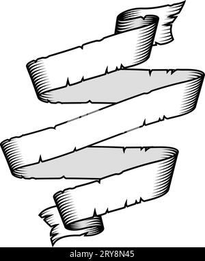 Stilvolle einfache breite Vintage dreifach verdrehte Helix-Band Tattoo zerrissen und gerissen fließende Rolle blank Linienstruktur Kontur Vektor isoliert auf weißem Hintergrund Stock Vektor