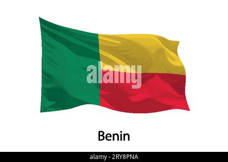 3D realistische wehende Flagge von Benin isoliert. Vorlage für Plakatgestaltung Stock Vektor