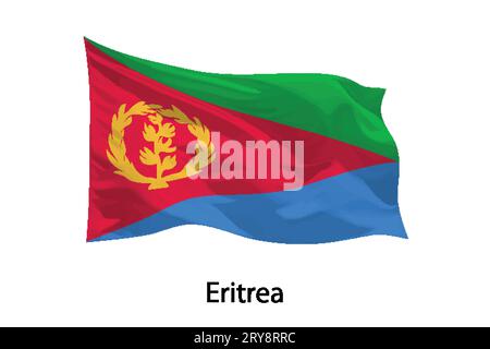 3D realistische wehende Flagge von Eritrea isoliert. Vorlage für Plakatgestaltung Stock Vektor