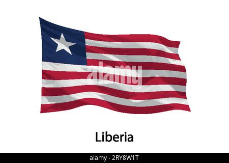 3D realistische wehende Flagge von Liberia isoliert. Vorlage für Plakatgestaltung Stock Vektor