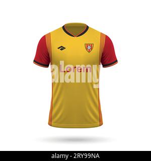 Realistisches 3D-Fußballtrikot mit Stil, Trikotschablone für Fußballtrikot 2023 Stock Vektor