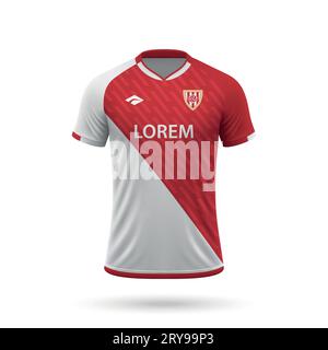 Realistisches 3D-Fußballtrikot mit Stil, Trikotschablone für Fußballtrikot 2023 Stock Vektor
