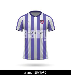 Realistisches 3D-Fußballtrikot mit Stil, Trikotschablone für Fußballtrikot 2023 Stock Vektor
