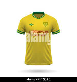 Realistisches 3D-Fußballtrikot mit Stil, Trikotschablone für Fußballtrikot 2023 Stock Vektor