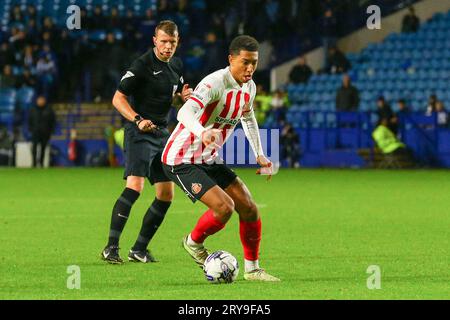 Sheffield, Großbritannien. September 2023 29. Sunderland Mittelfeldspieler Jobe Bellingham (7) während des Sheffield Wednesday FC gegen Sunderland AFC SKY BET EFL Championship Match im Hillsborough Stadium, Sheffield, Großbritannien am 29. September 2023 Credit: Every Second Media/Alamy Live News Stockfoto