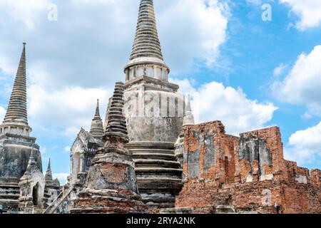 Ayutthaya, Thailand - 09 20 2023 : Wat Phra Si Sanphet ist einer der berühmten Tempel in der Provinz Phra Nakhon Si Ayutthaya, Thailand. Tempel in Phra Na Stockfoto