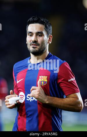 Barcelona, Spanien. September 2023 29. Gundogan in Aktion während des LaLiga EA Sports Spiels zwischen dem FC Barcelona und Sevilla FC bei den Estadi Olimpic Lluis Companys in Barcelona, Spanien. Quelle: Christian Bertrand/Alamy Live News Stockfoto