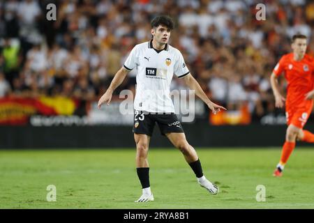 Valencia, Spanien. September 2023 27. Fran Perez (Valencia) Fußball/Fußball : spanisches Spiel der LaLiga EA Sports zwischen Valencia CF 0-1 Real Sociedad im Campo de Mestalla in Valencia, Spanien. Quelle: Mutsu Kawamori/AFLO/Alamy Live News Stockfoto