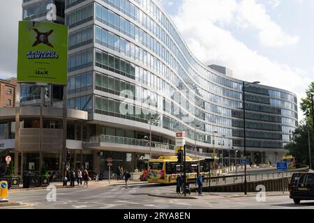 Gateway House, Bahnhofszufahrt, Manchester Piccadilly Station. Lazy S brutalistische Architektur. Stockfoto