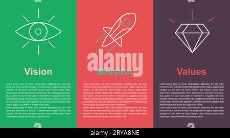 Life Purpose Mission, Vision, Values Präsentation PowerPoint-Folie mit Text 01 Stock Vektor