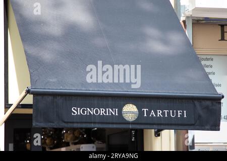 Bordeaux , Frankreich - 09 18 2023 : signorini tartufi Logo Markenladenkette und Textschild auf der Fassade Boutique des Trüffelgeschäfts Stockfoto