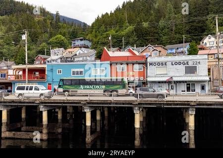 Straßenszene im Zentrum von Ketchikan, Alaska, USA Stockfoto