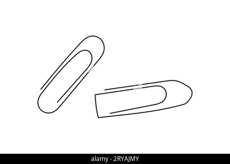 Satz schwarzer Büroklammern aus Metall. Büroklammer. Stock Vektor