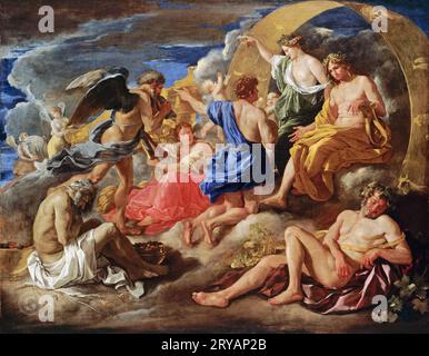 Nicolas Poussin (1594–1665) – Helios und Phaeton mit Saturn und den vier Jahreszeiten 1629–30. 125 x 155 Stockfoto