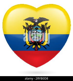 Herz mit ecuadorianischen Flaggenfarben. Ich liebe Ecuador Stock Vektor