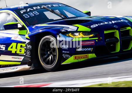 30. September 2023; Circuit of Catalunya, Barcelona, Katalonien, Spanien; 2023 Fanatec GT World Challenge Europe, Tag 2: Augusto Farfus, Maxime Martin, Valentino Rossi vom Team WRT Stockfoto